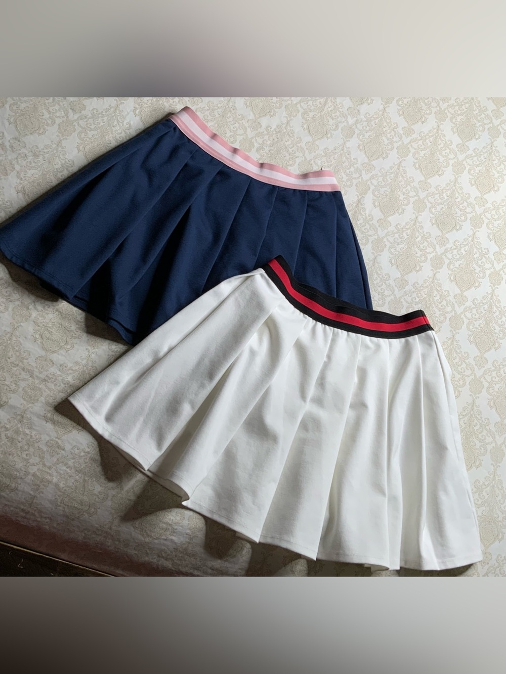 2 Art Class Girls Pleated Tennis Skirts Youth Large Navy Blue White